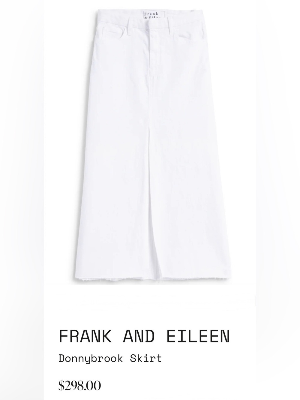 Frank & Eileen Donny Brook Denim Long Skirt,Color-Vintage White,Size-29,NWOT